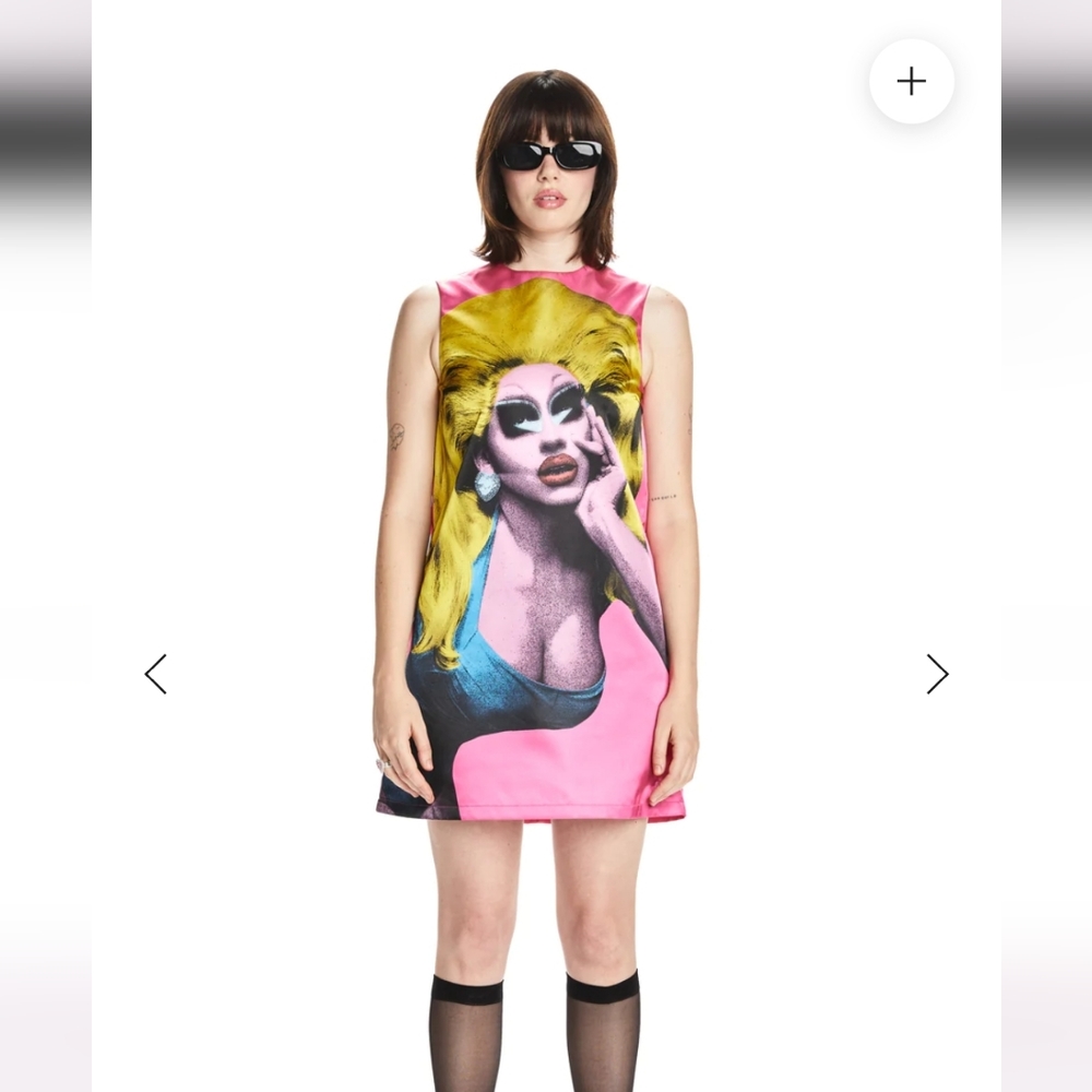 Teddy fresh × Trixie Mattel PORTRAIT SATIN A-LINE Dress NWT